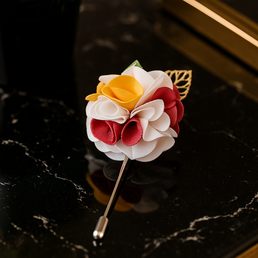 White, Pink and Yellow Flower Lapel Pin
