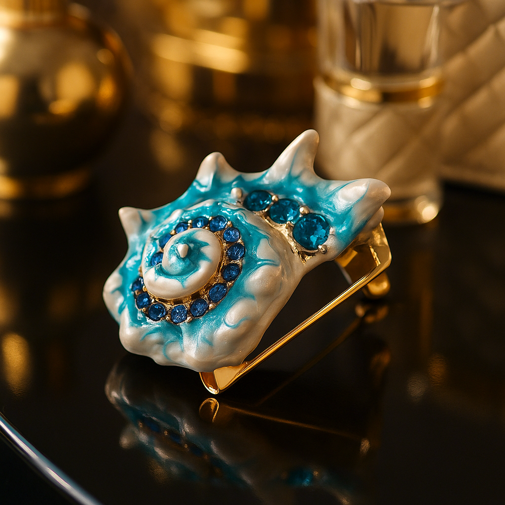 View 3: Blue Conch Shell Lapel Pin