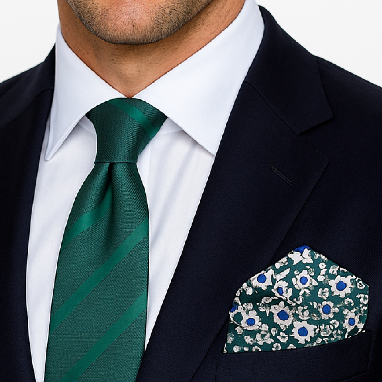 Solid Green with Green Stripe Necktie