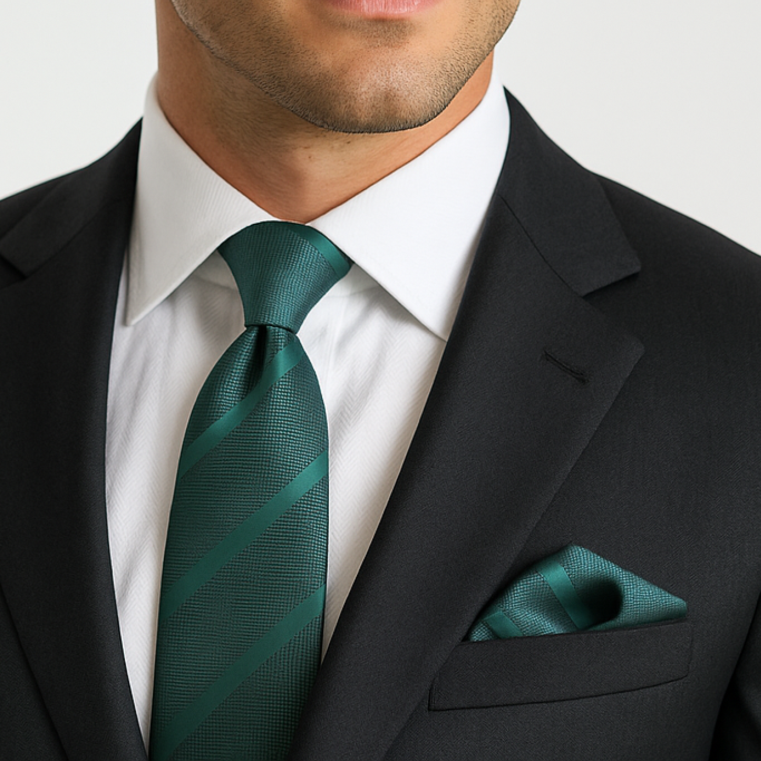 Solid Green with Green Stripe Necktie
