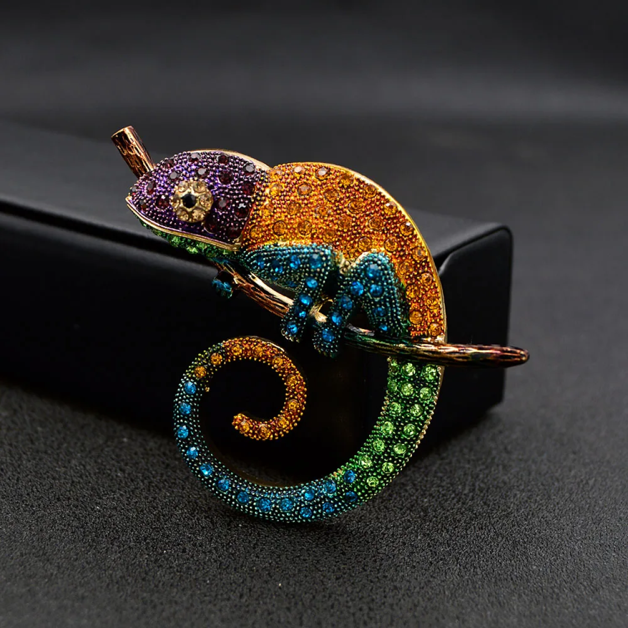 3: Colorful Gemstone Chameleon Lapel Pin