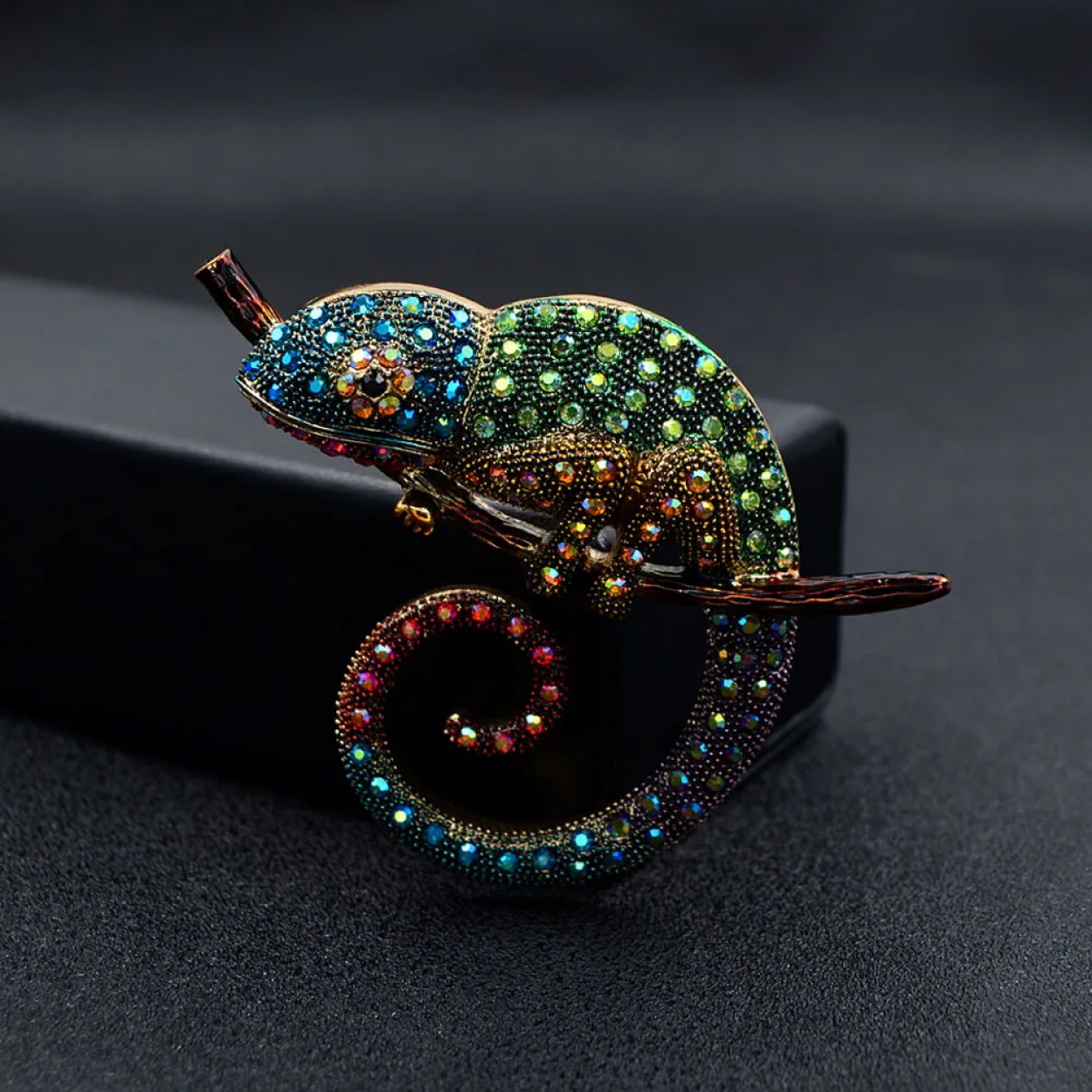 4: Colorful Gemstone Chameleon Lapel Pin
