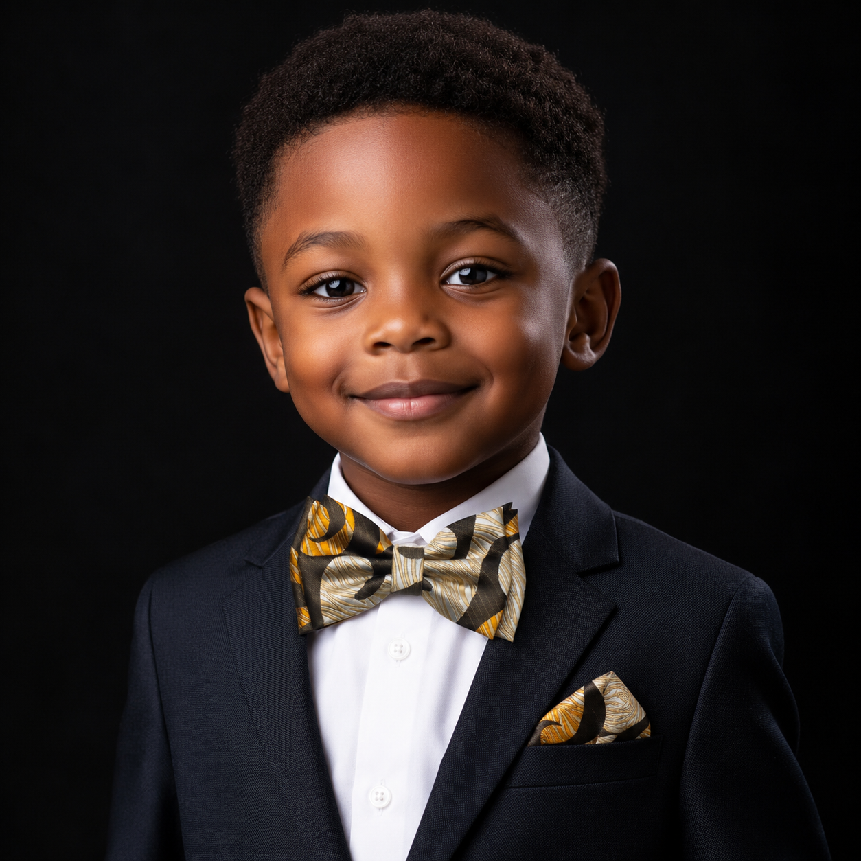 Boys Black, Orange & Gold Abstract Swirl Pre-Tied Bow Tie