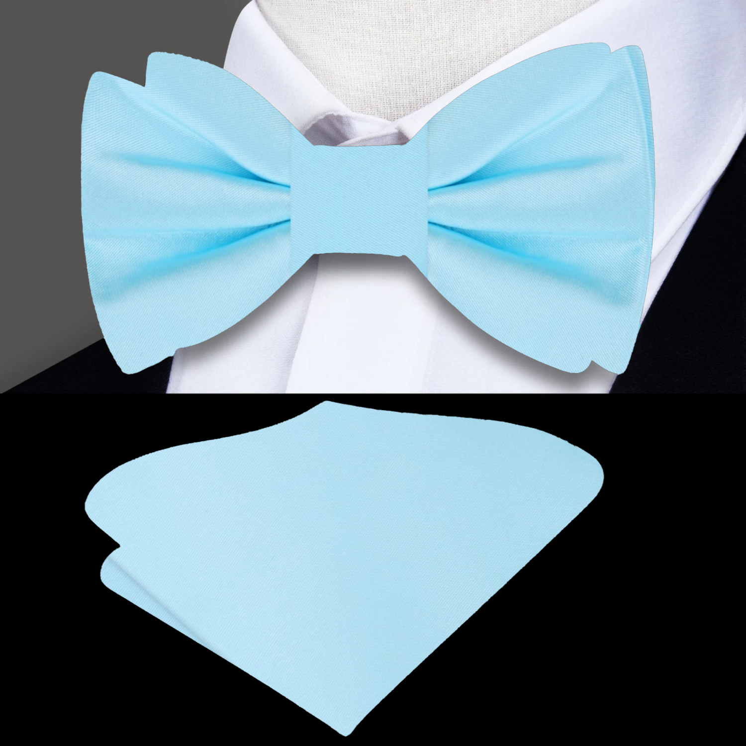 Arctic Blue Bow Tie and Pocket Square
