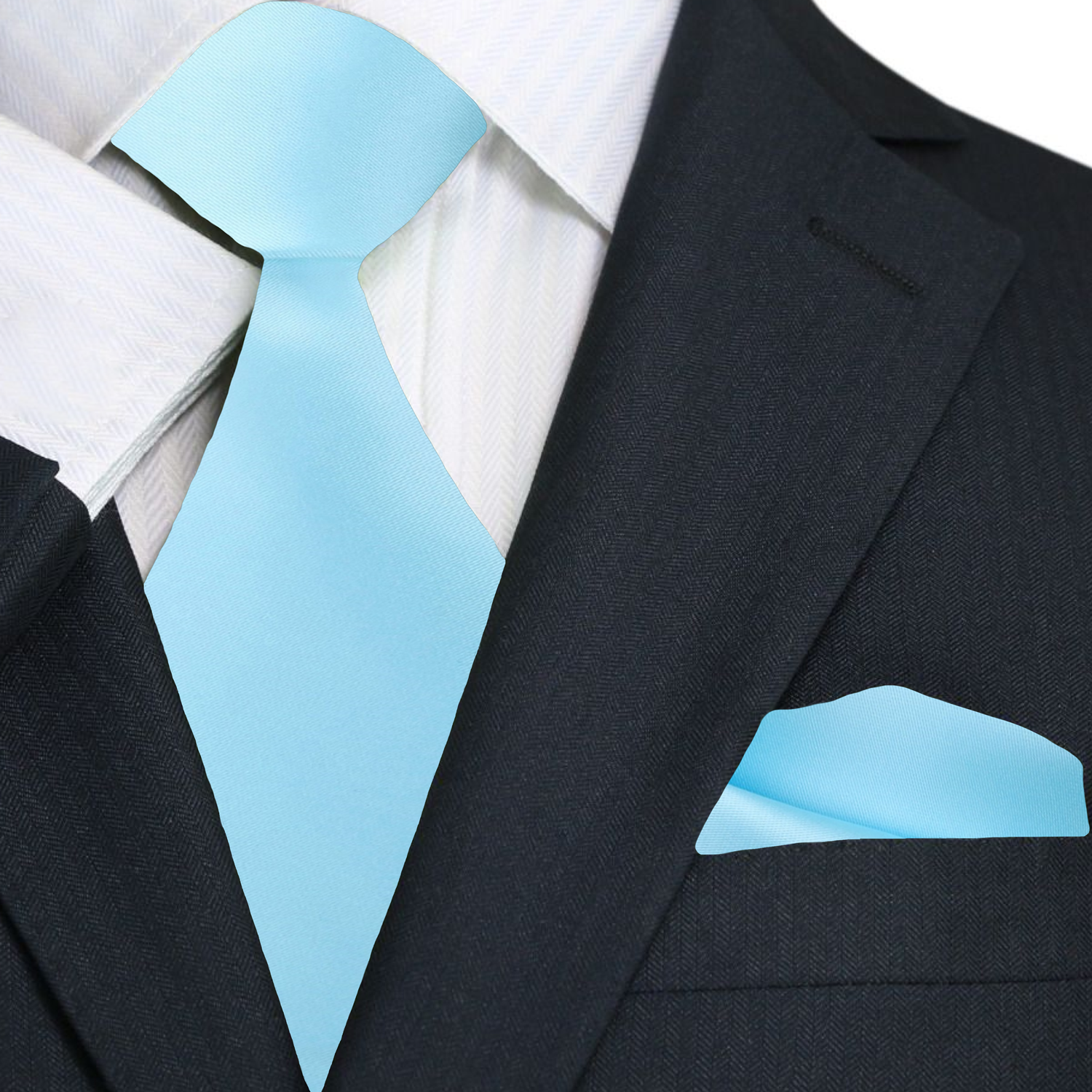 Solid Color Necktie for Men with Pocket Square Option