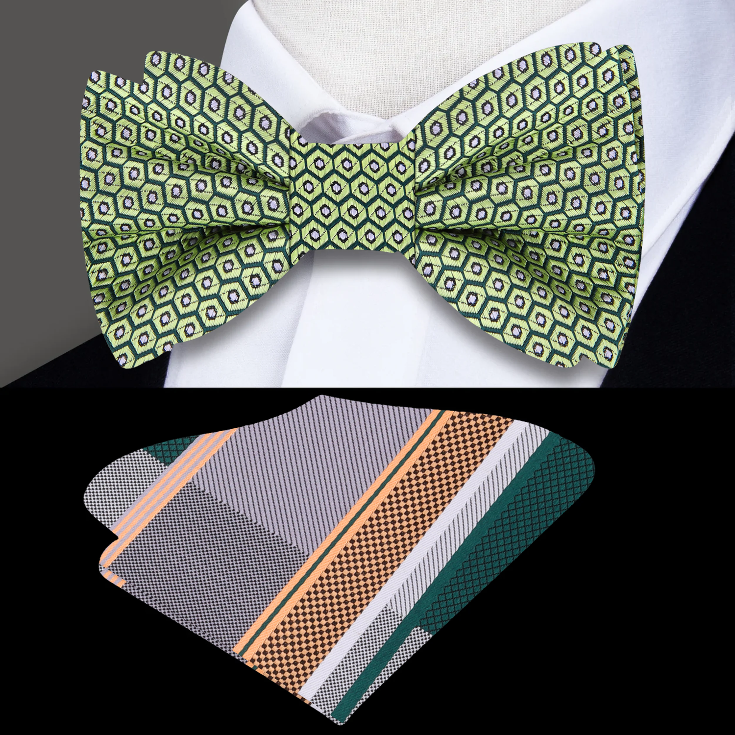 Green Avocados Bow Tie and Accenting Square