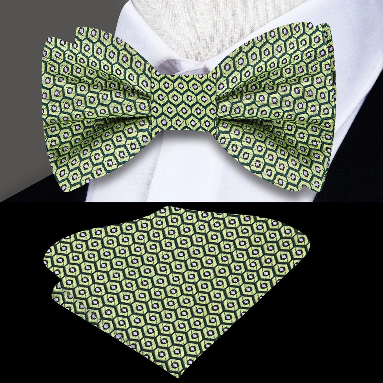 Green Avocados Bow Tie and Matching Square