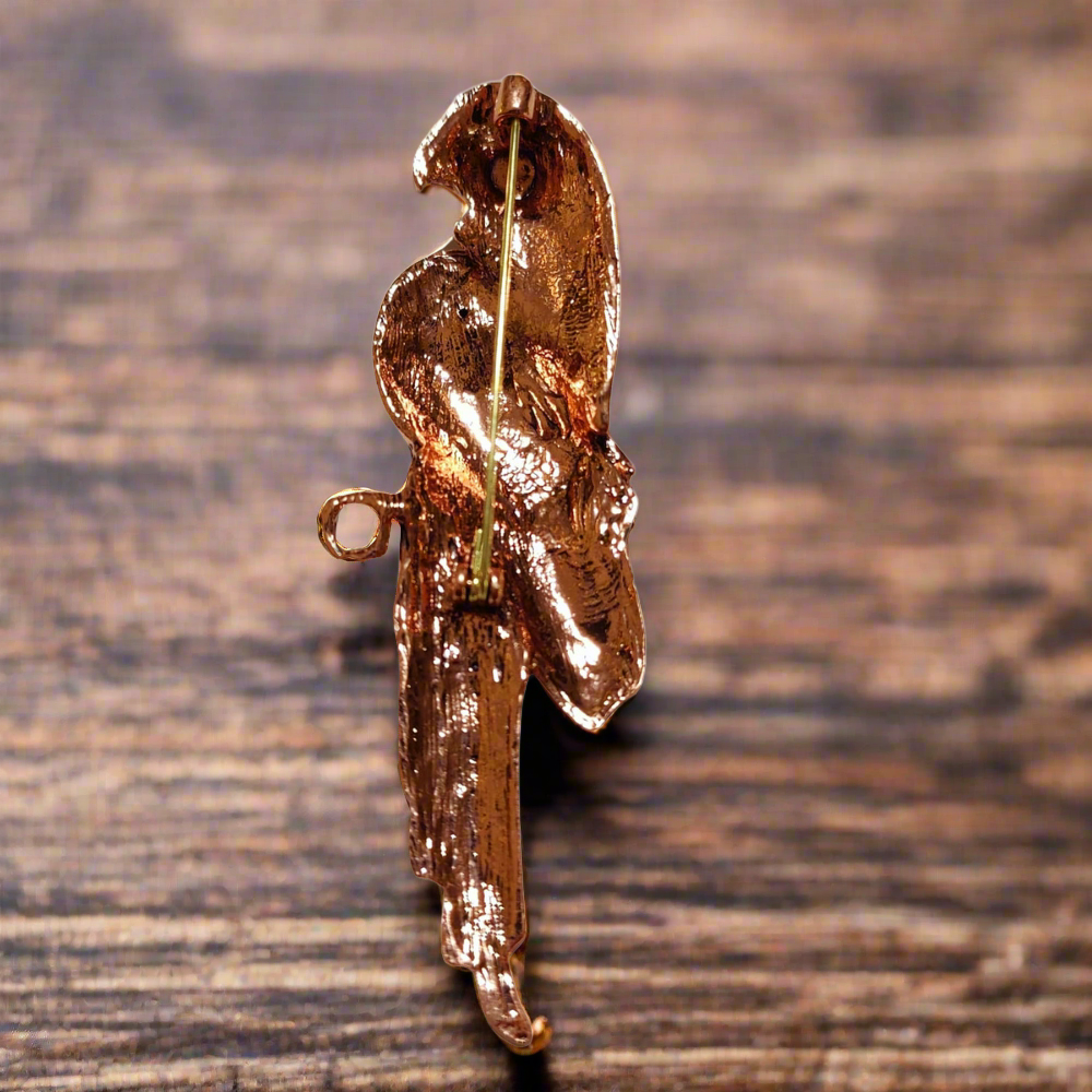 Back: Multi Colored Rhinestone Parrot Lapel Pin