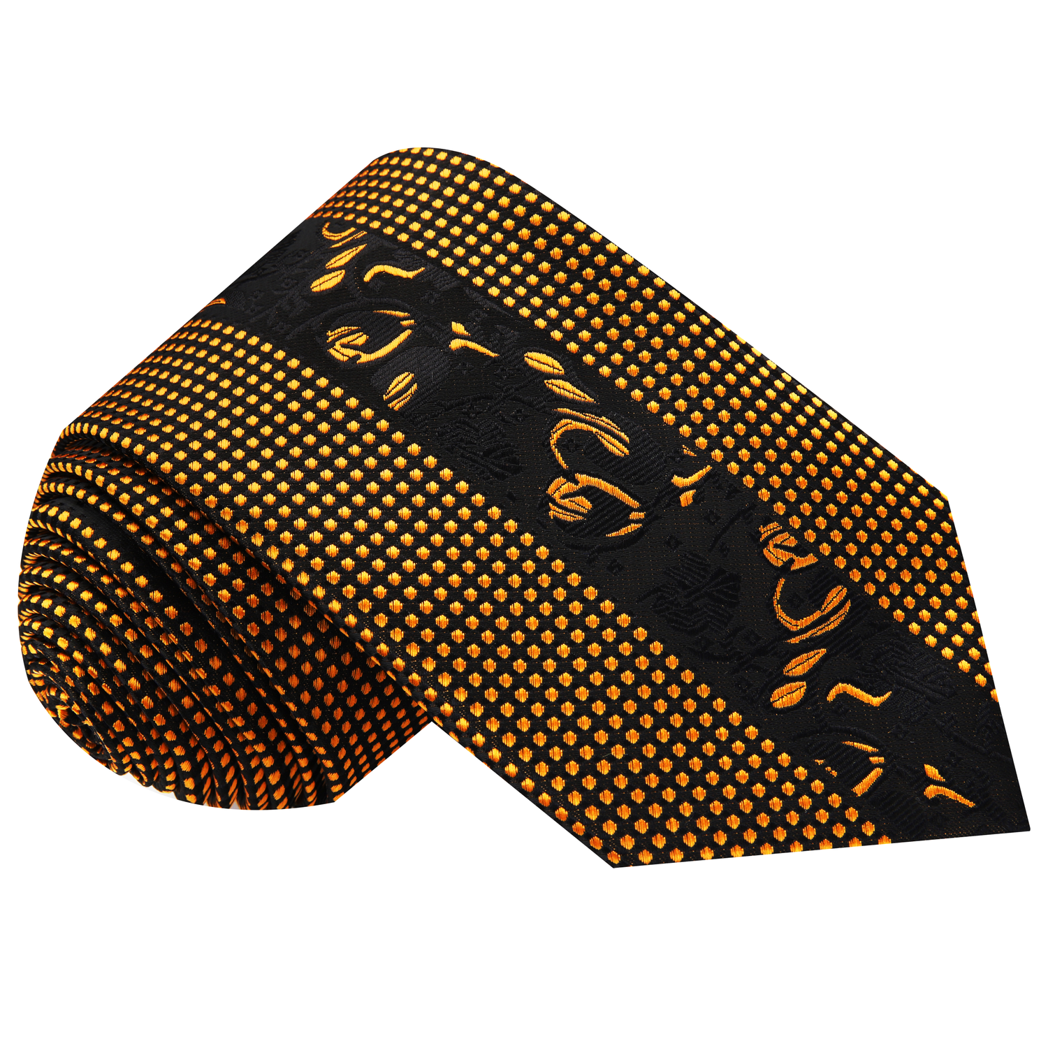 Black & Gold Floral and Check Necktie 