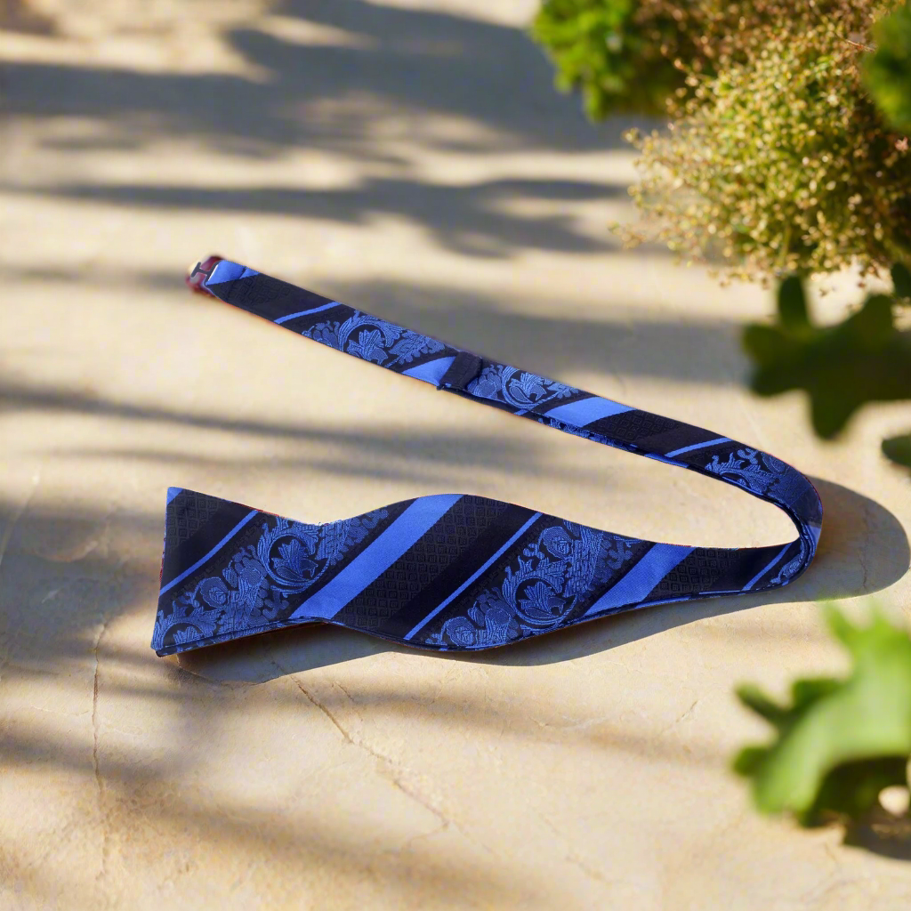 Black, Blue Cadenza Self Tie Bow Tie