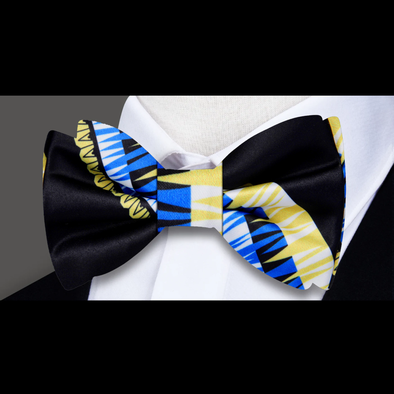 Black Yellow Blue Abstract Bow Tie  