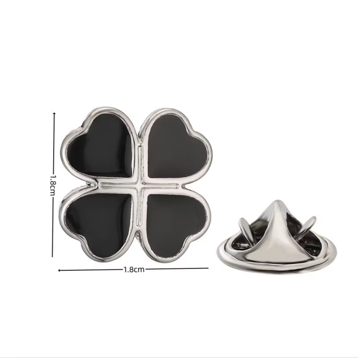 Dimensions: Black Four Leaf Clover Lapel Pin