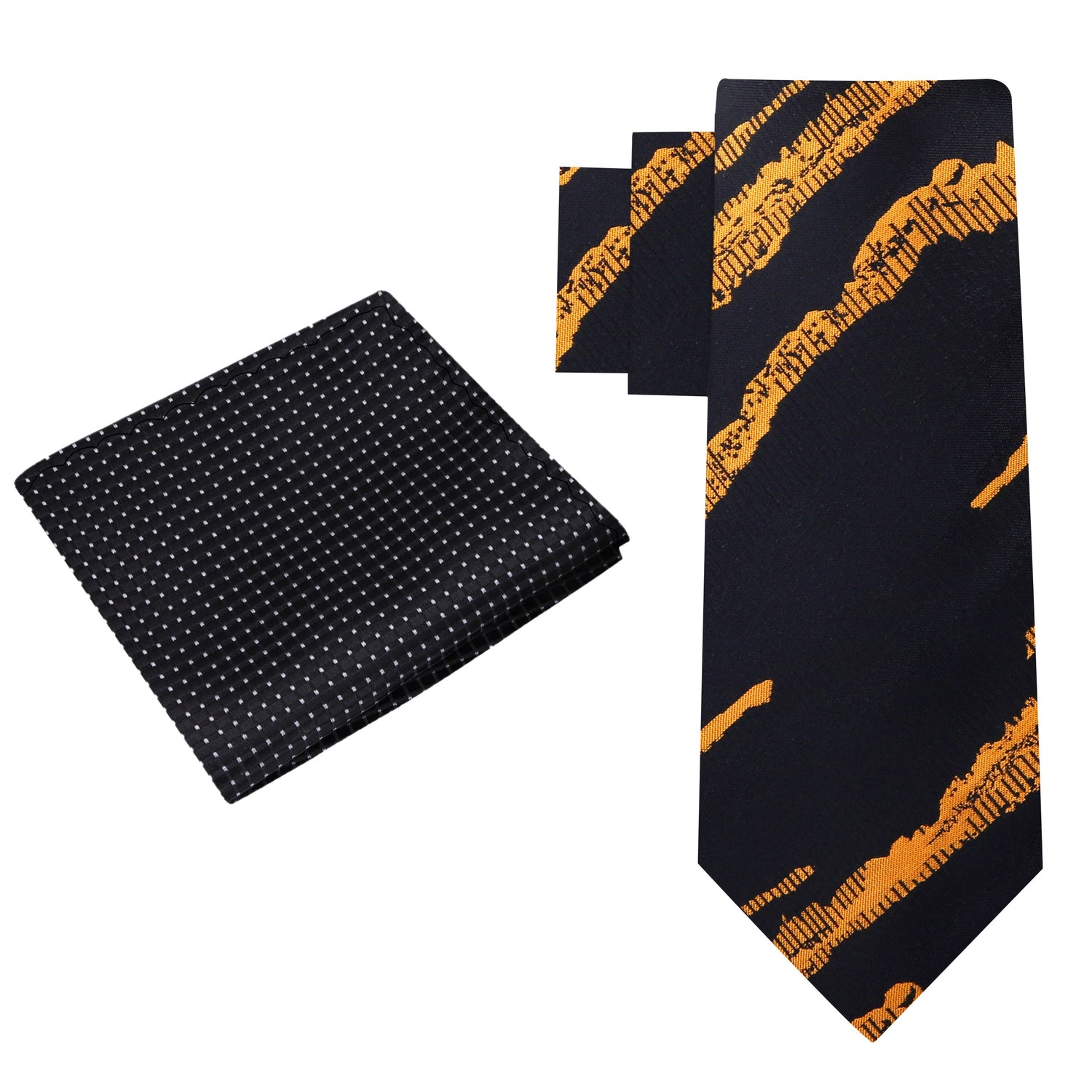 Alt View: Black, Copper Abstract Necktie and Black Square