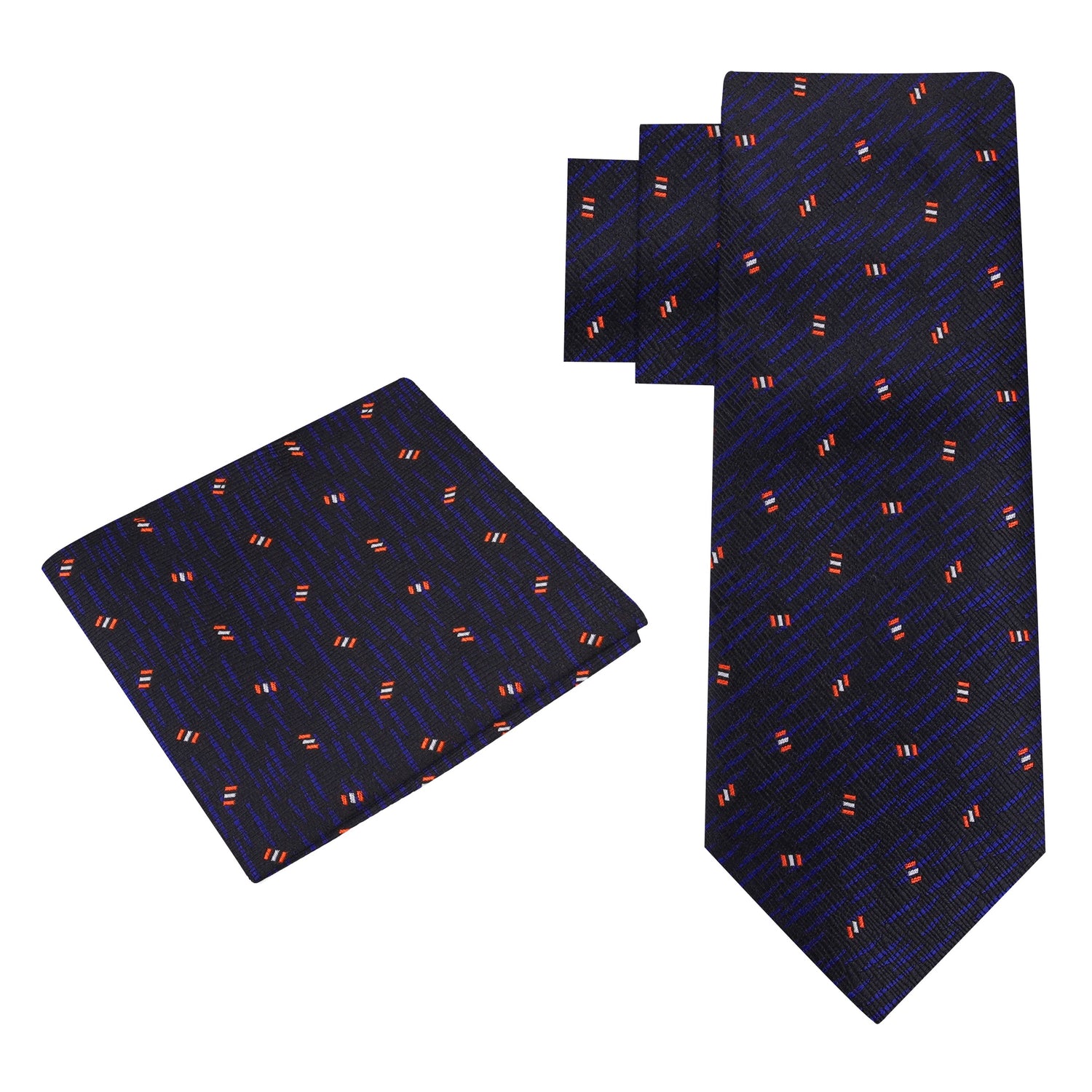 Alt View: Black, Dark Indigo, Red, Abstract Tie and Matching Square
