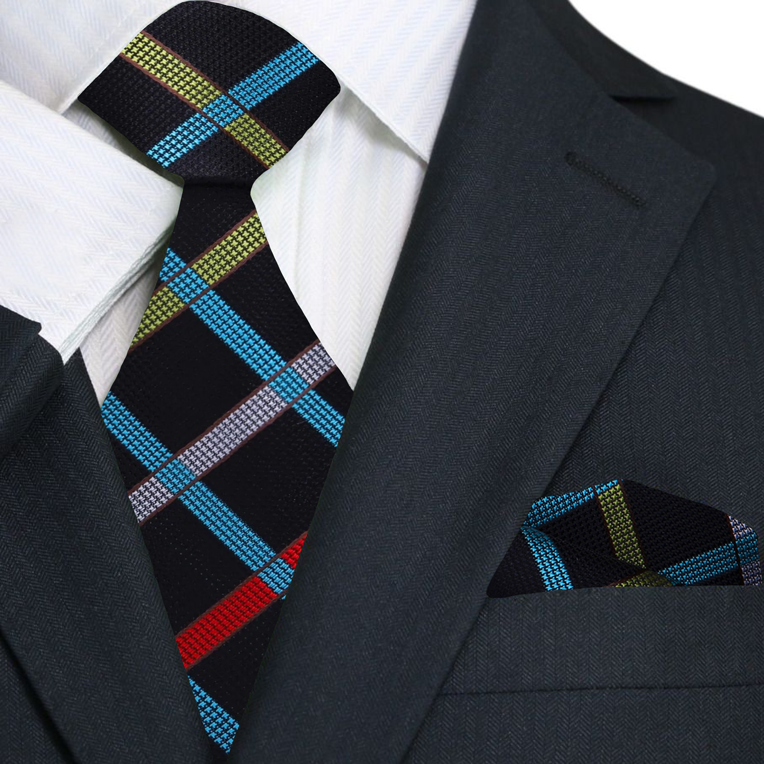 Main: Black Divine Geometric Tie and Pocket Square