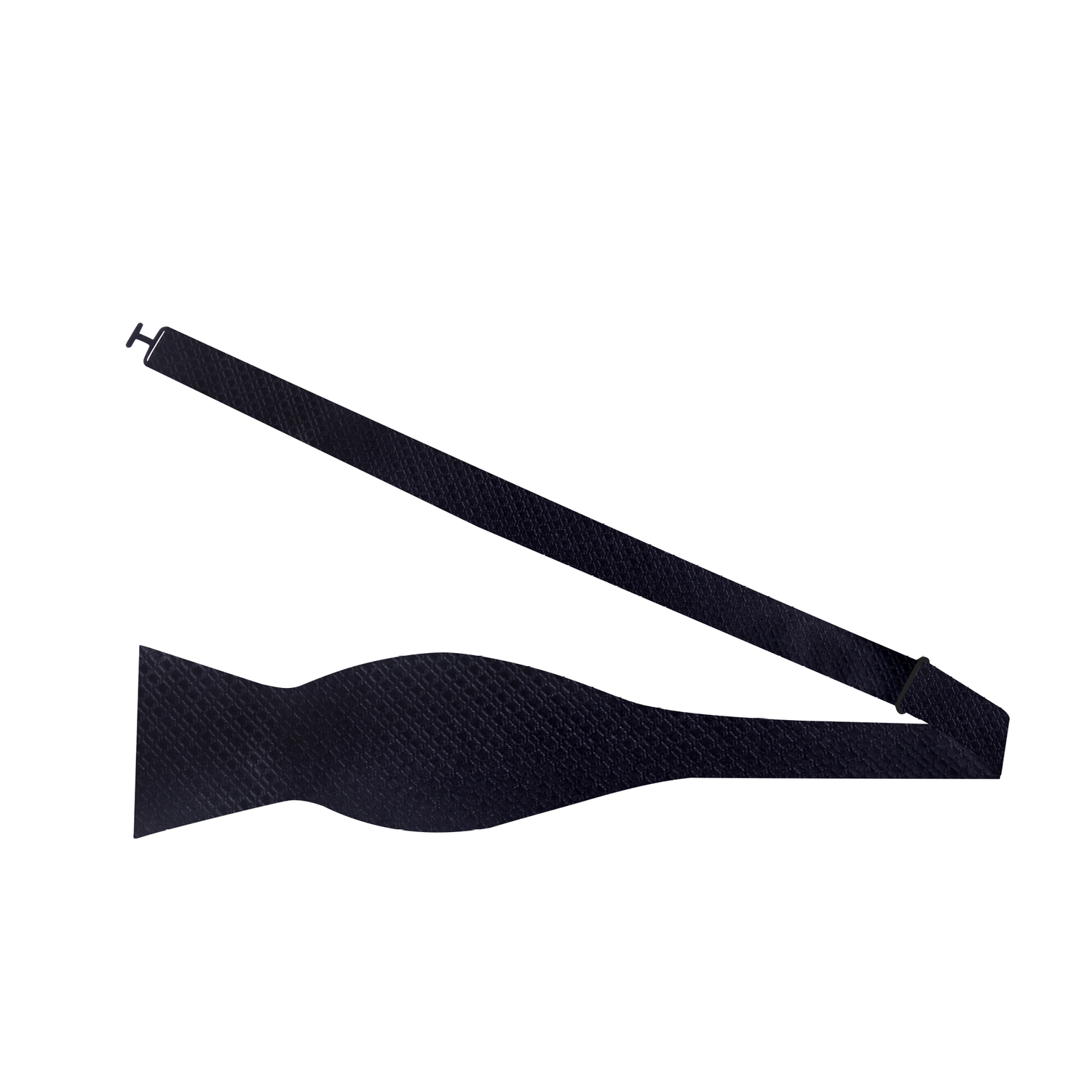 Self Tie: A Solid Black With Small Check Texture Pattern Silk Self Tie Bow Tie