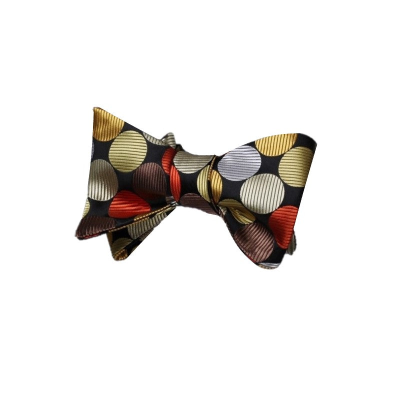 Red, Brown, Gold Polka Bow Tie Pre Tied