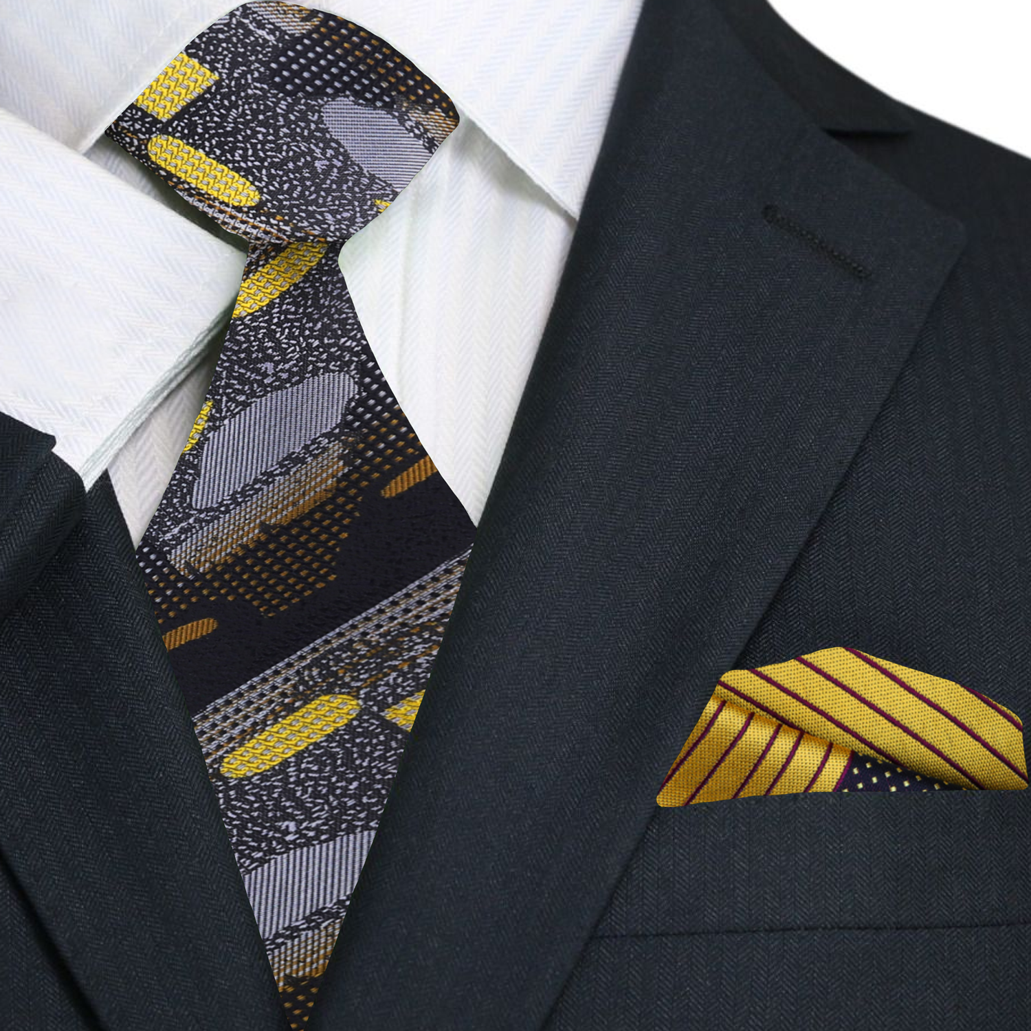 Main Gold Black Tie and Accenting Square