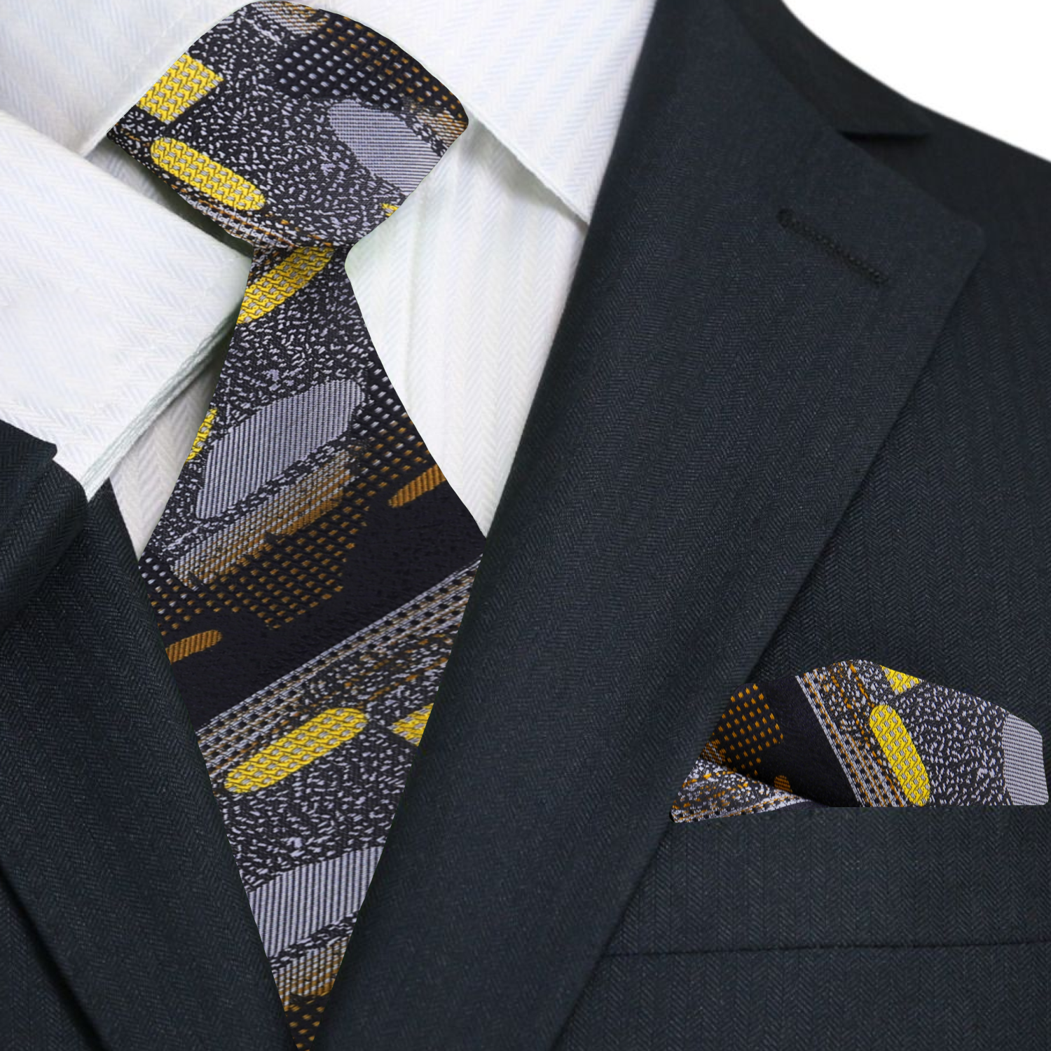Main Gold Black Tie and  Square