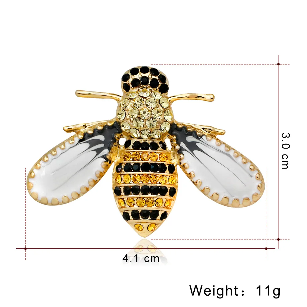 Gold and Black with White Honey Bee Lapel Pin Dimensions