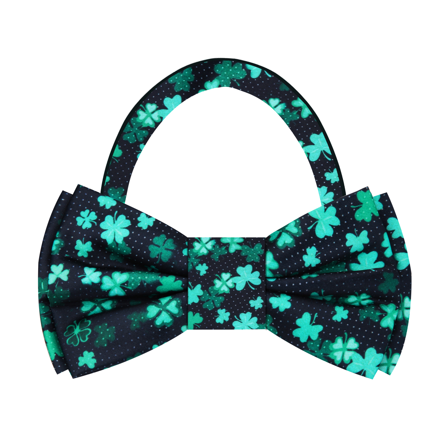 Black and Green Four Leaf Clovers Bow Tie Pre Tied