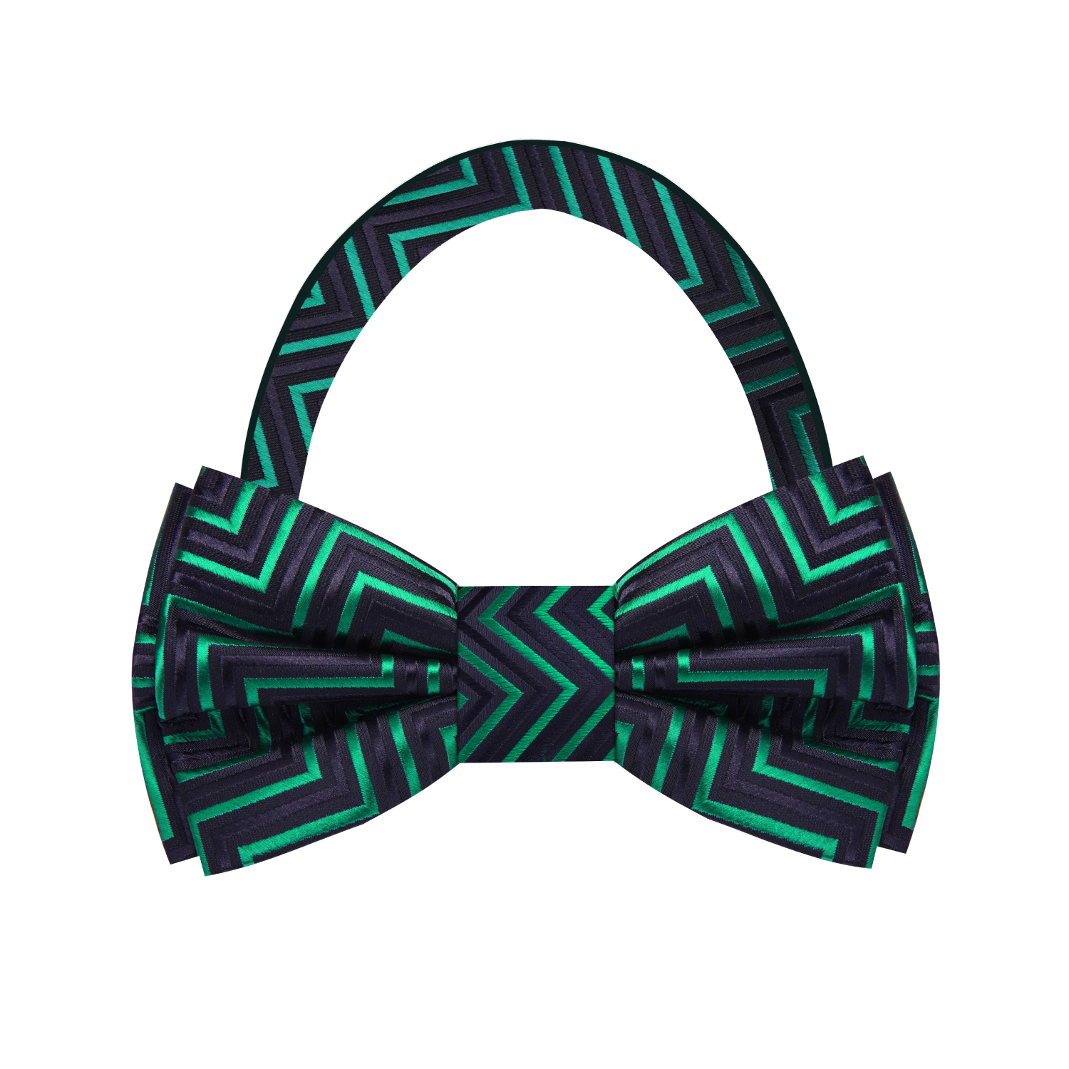 Black, Green Geometric Bow Tie Pre Tied