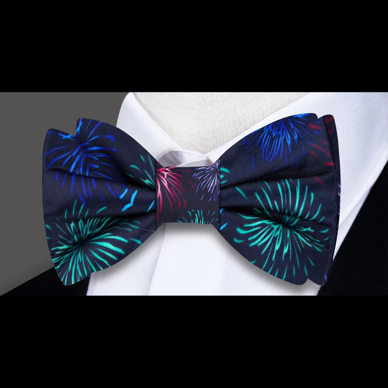 Black Green Red Blue Fireworks Bow Tie