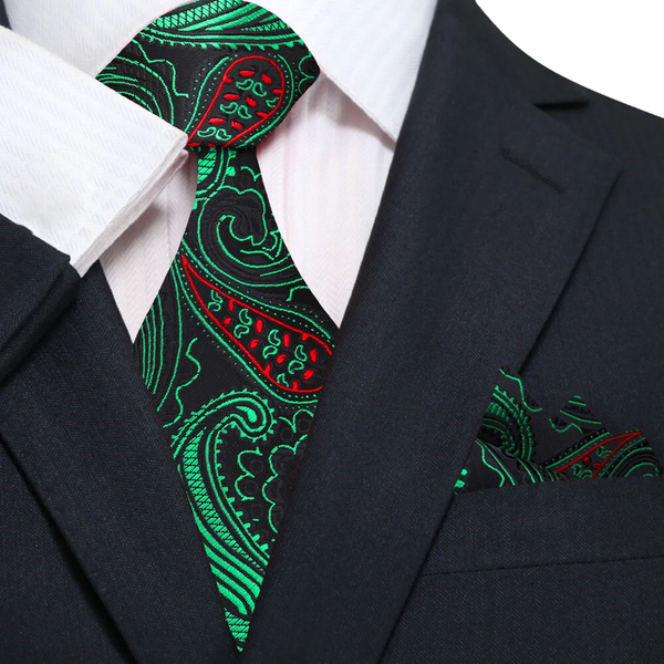 Black Christmas Paisley Necktie – Festive Style
