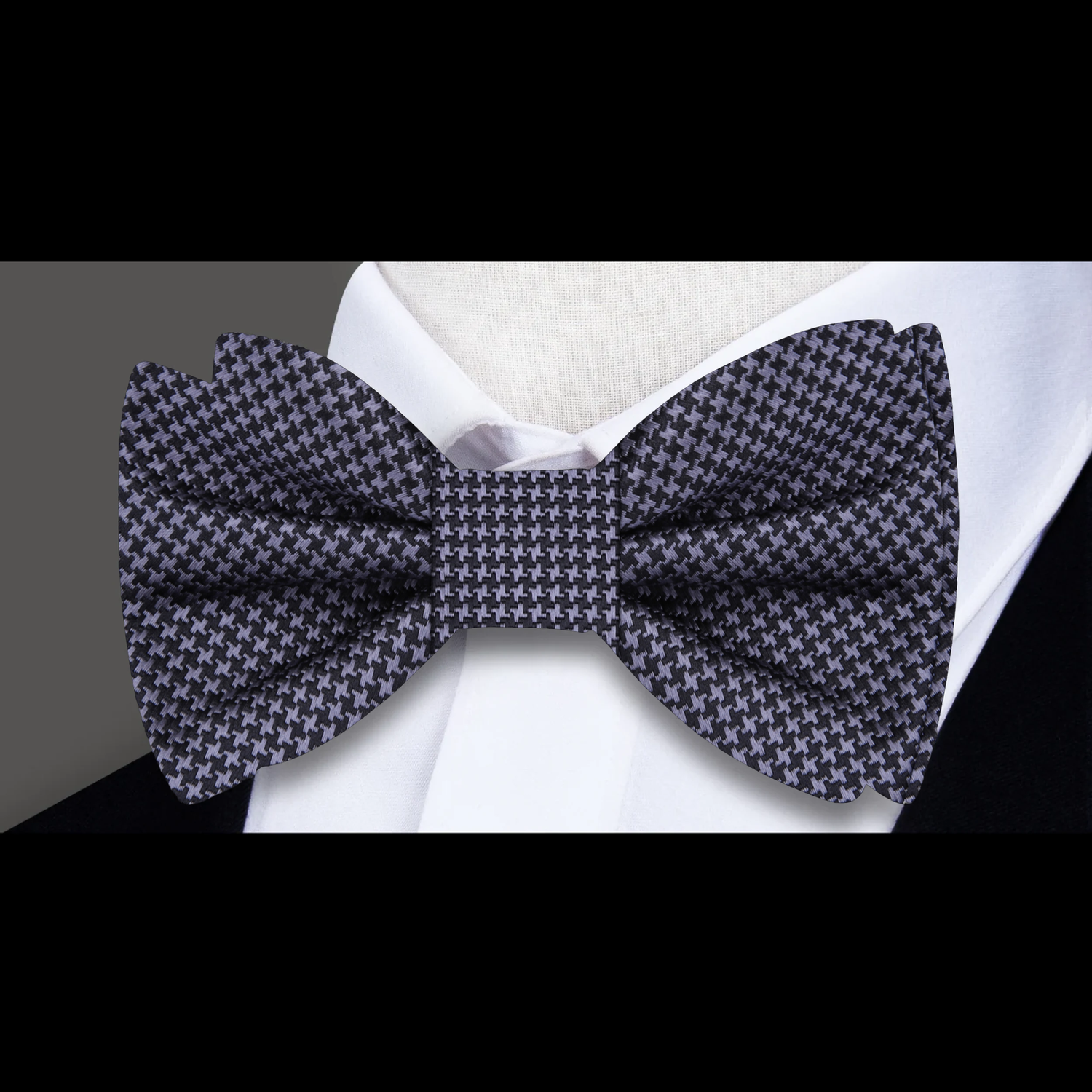 Black, Grey Hounds Tooth Bow Tie