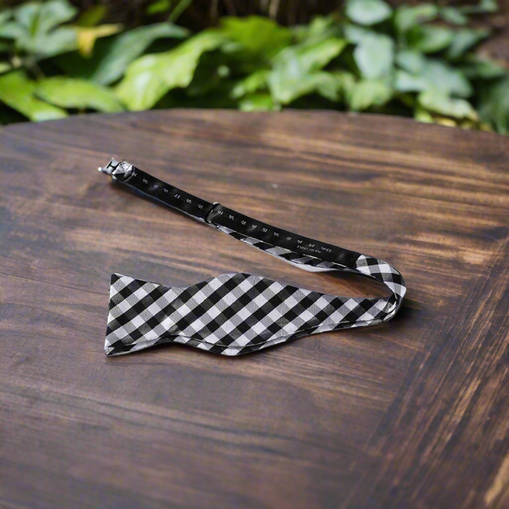 Black Grey Check Self Tie 