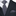 Black suit with white shirt, patterned tie, and accenting pocket square.