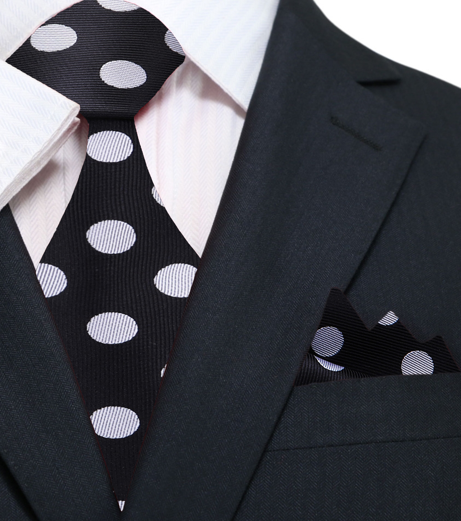 Main: Black, Grey Polka Necktie and Square