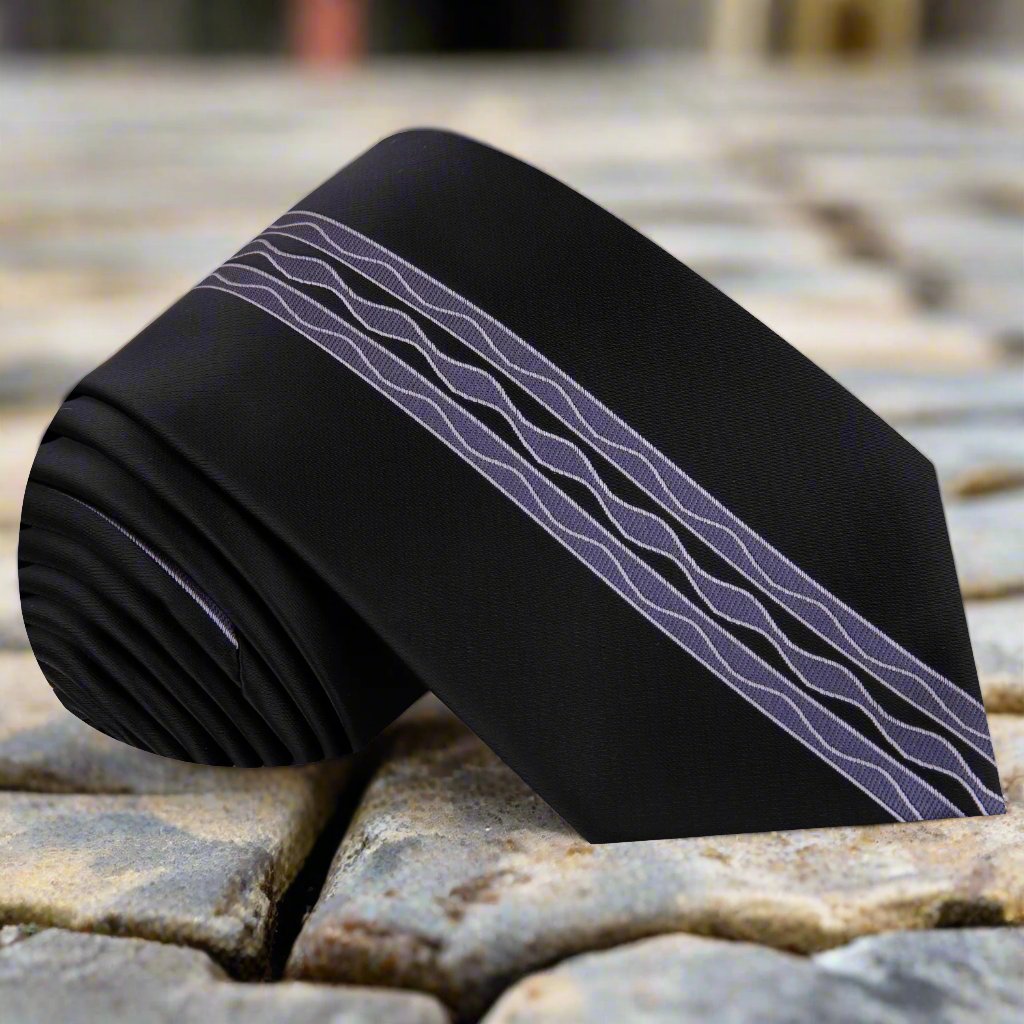 【GRANCY】　Button Design Necktie Black Power Run Necktie