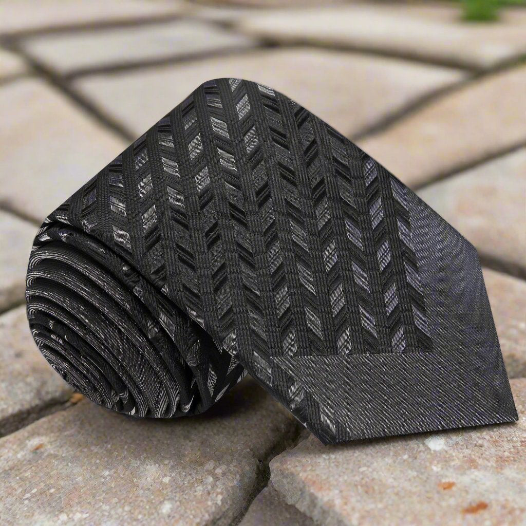 Black, Charcoal Geometric Necktie 