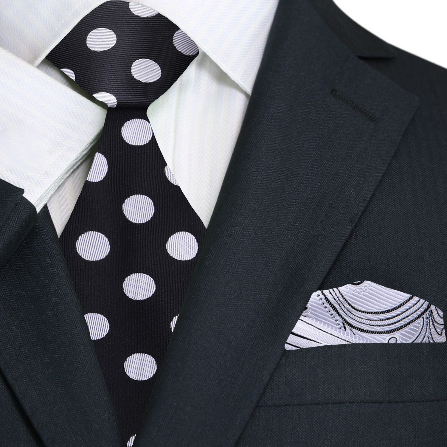 Black & Light Grey Polka Dot Necktie | Classic & Refined
