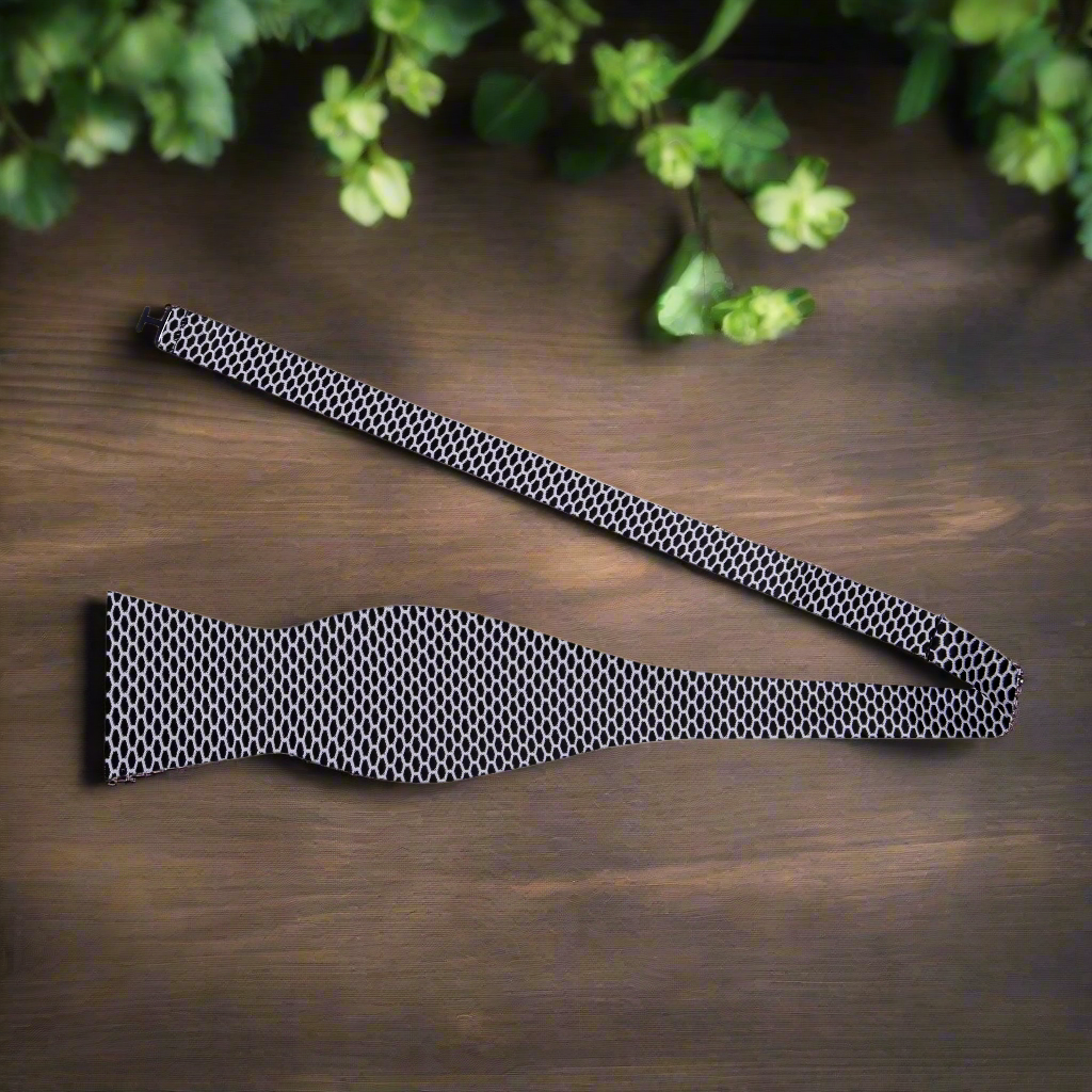 Black Grey Viper Bow Tie Self Tie