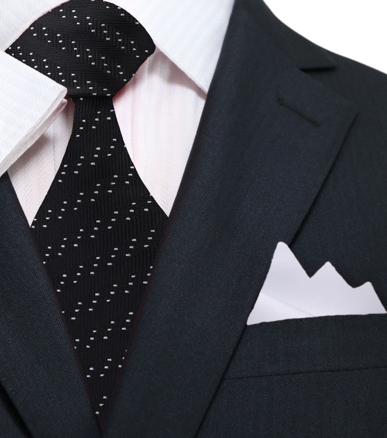 Black with White Dot Necktie and White Square