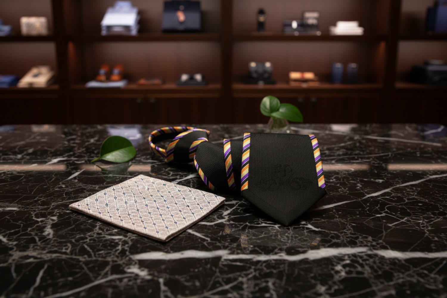 Black Necktie with Colorful Edge Zipper