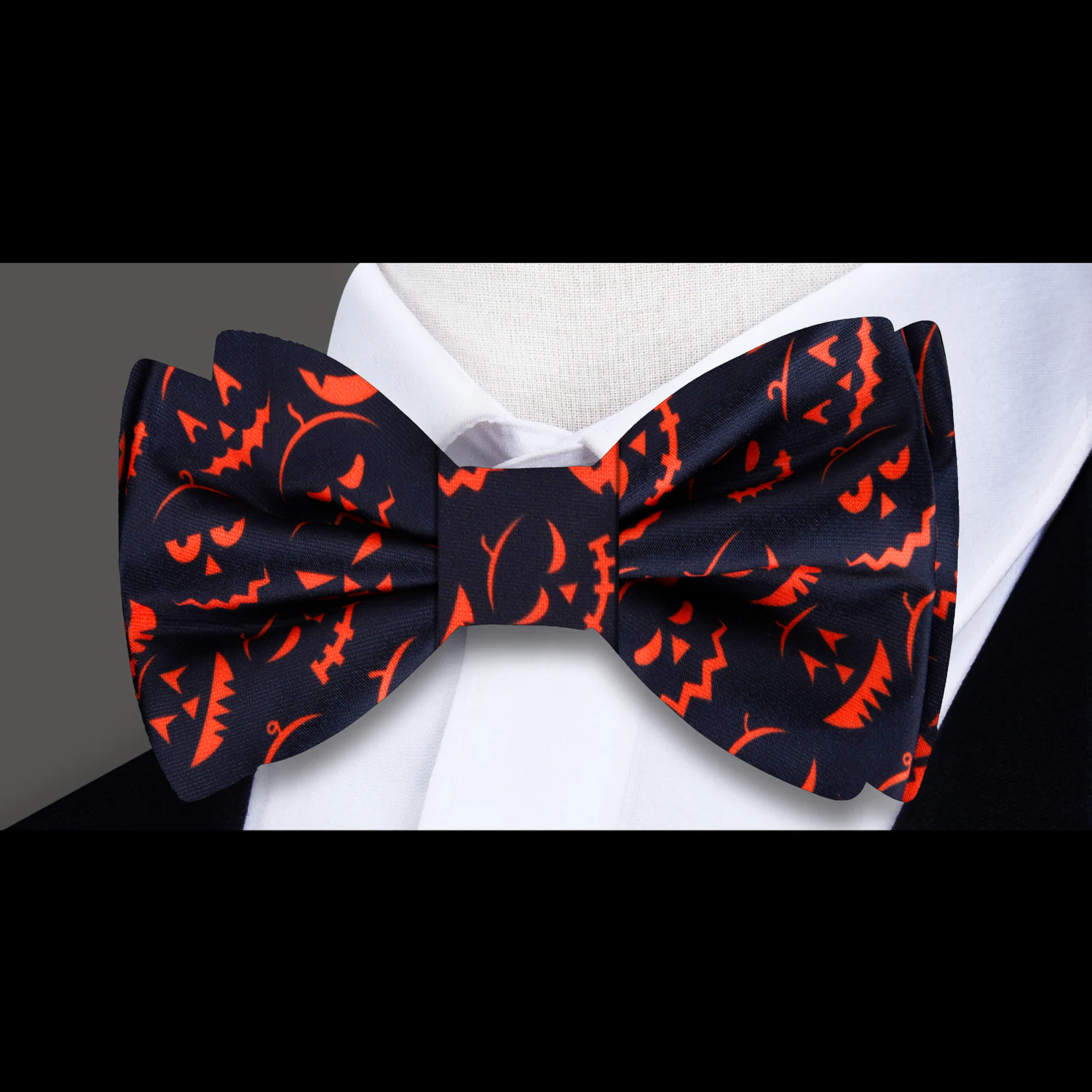 Black Orange Jack O Lantern Bow Tie 