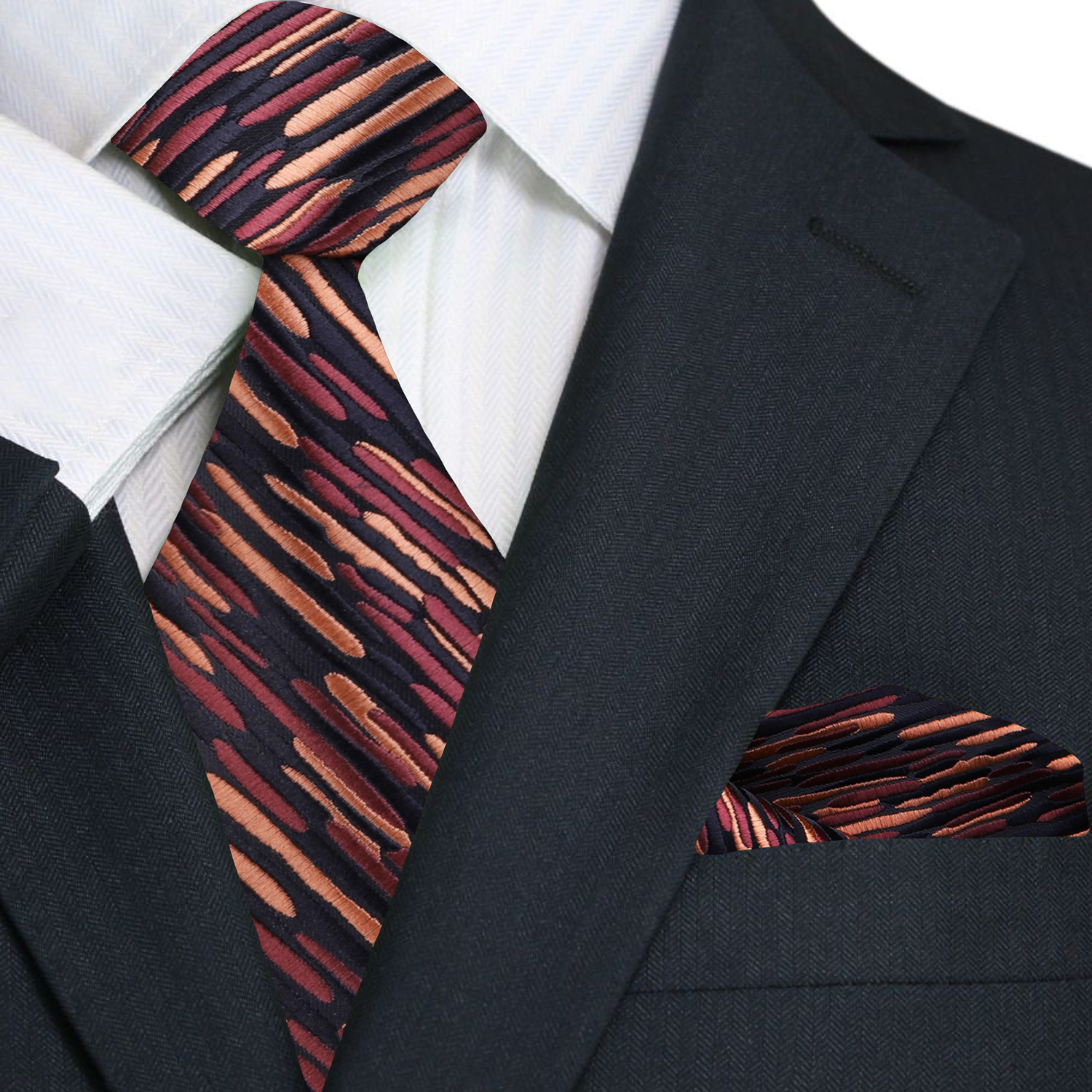 Black Orange Meteor Necktie and Square