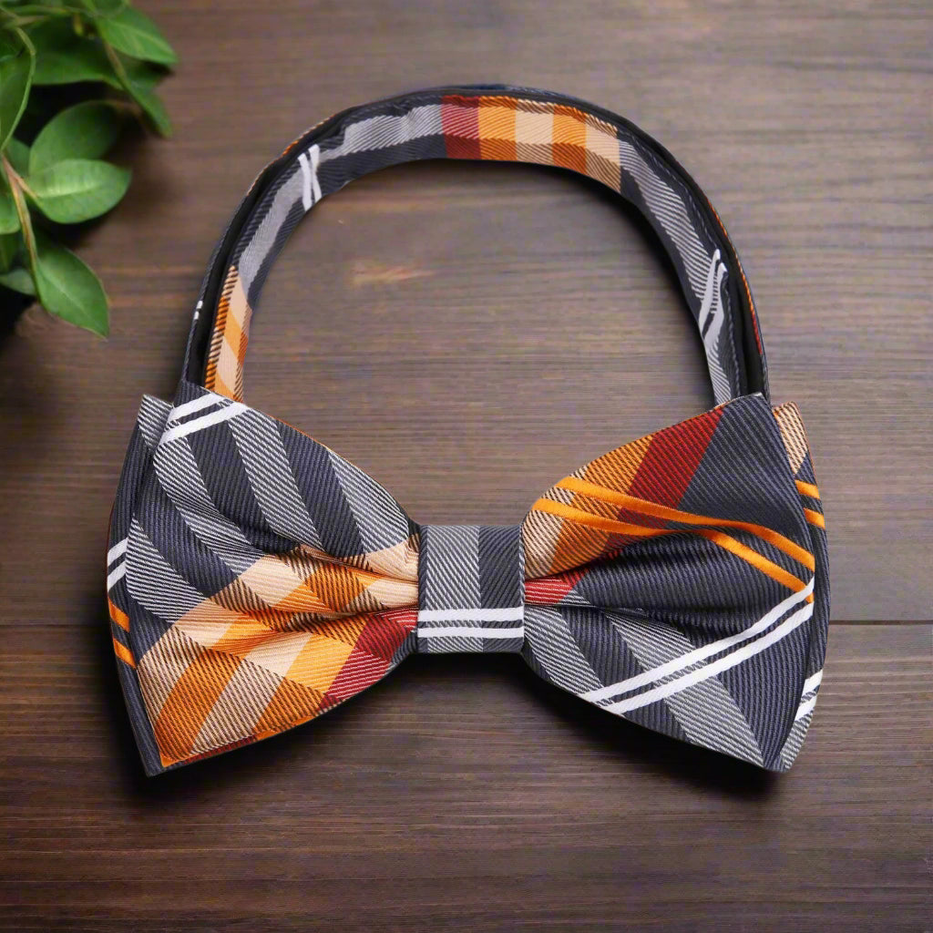 Black Orange White Accomplished Pre Tied Bow Tie