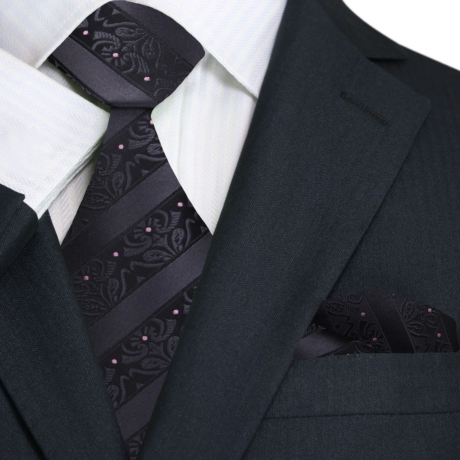 Black Stripe Tie and Square
