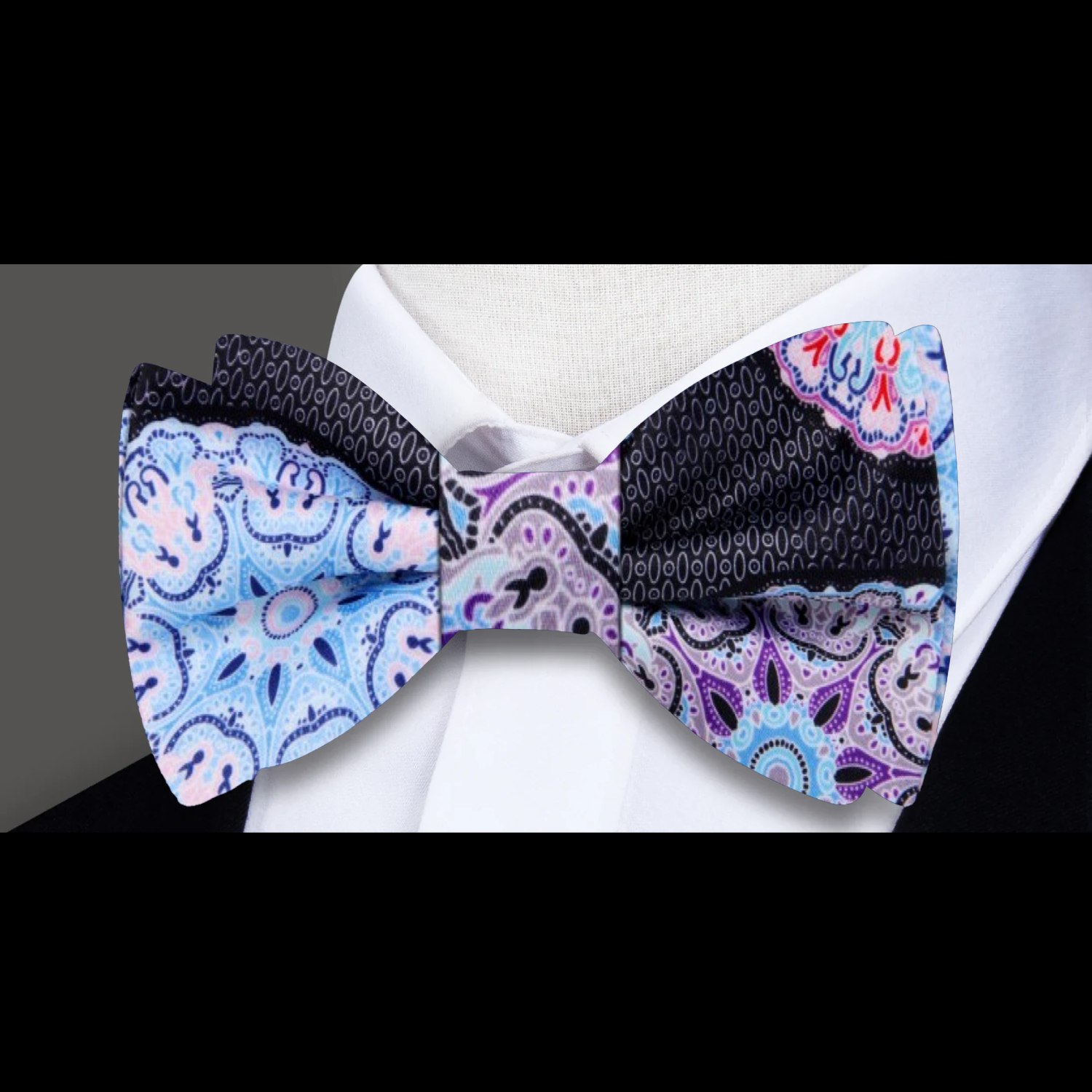 Black Blue Pink Abstract Bow Tie