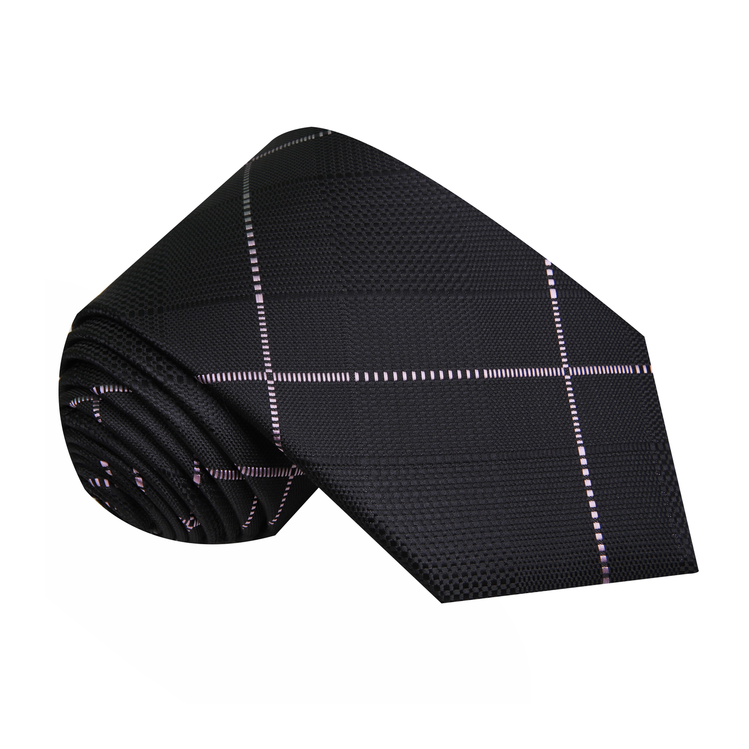 Black, Pink Plaid Tie  