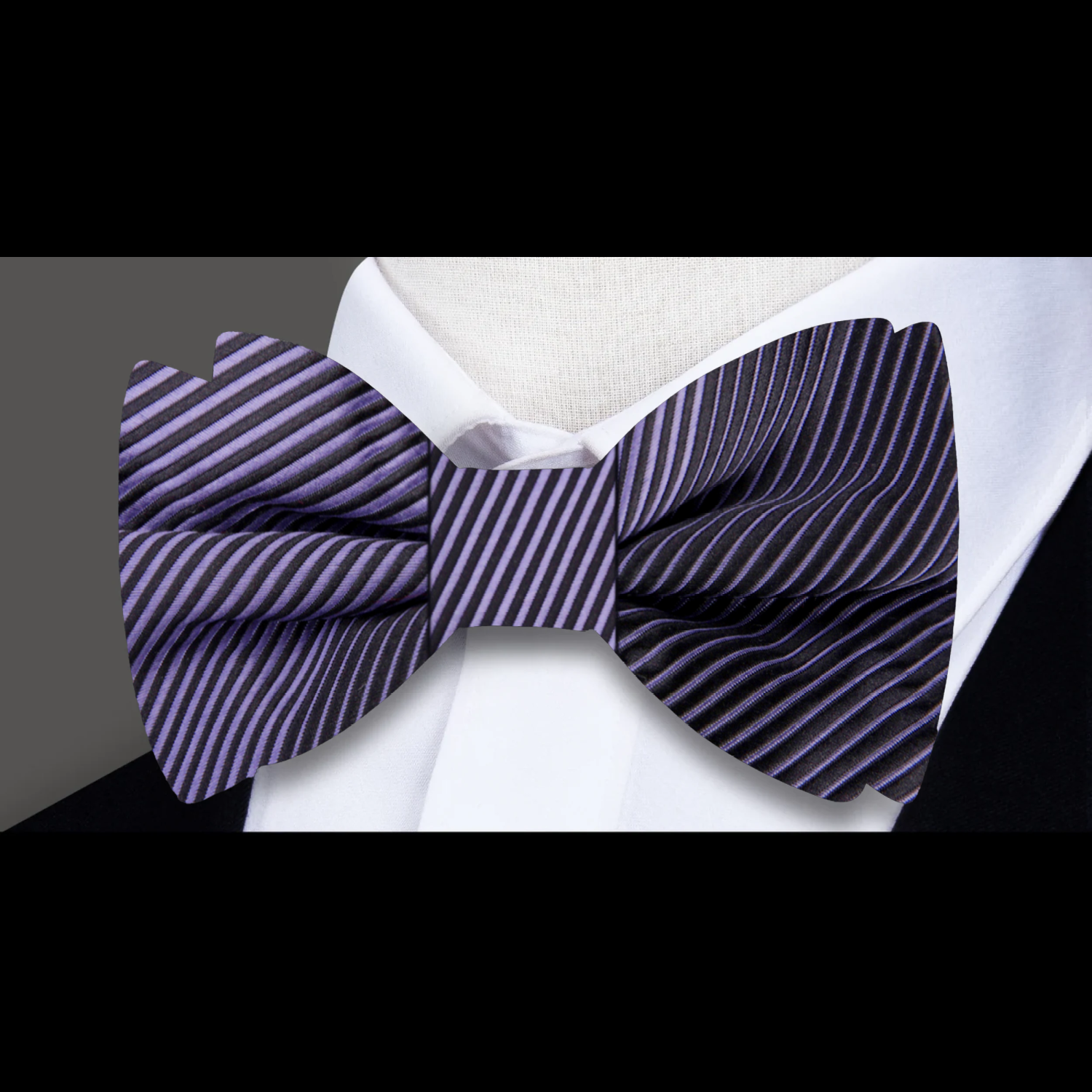 Purple black Lines Bow Tie