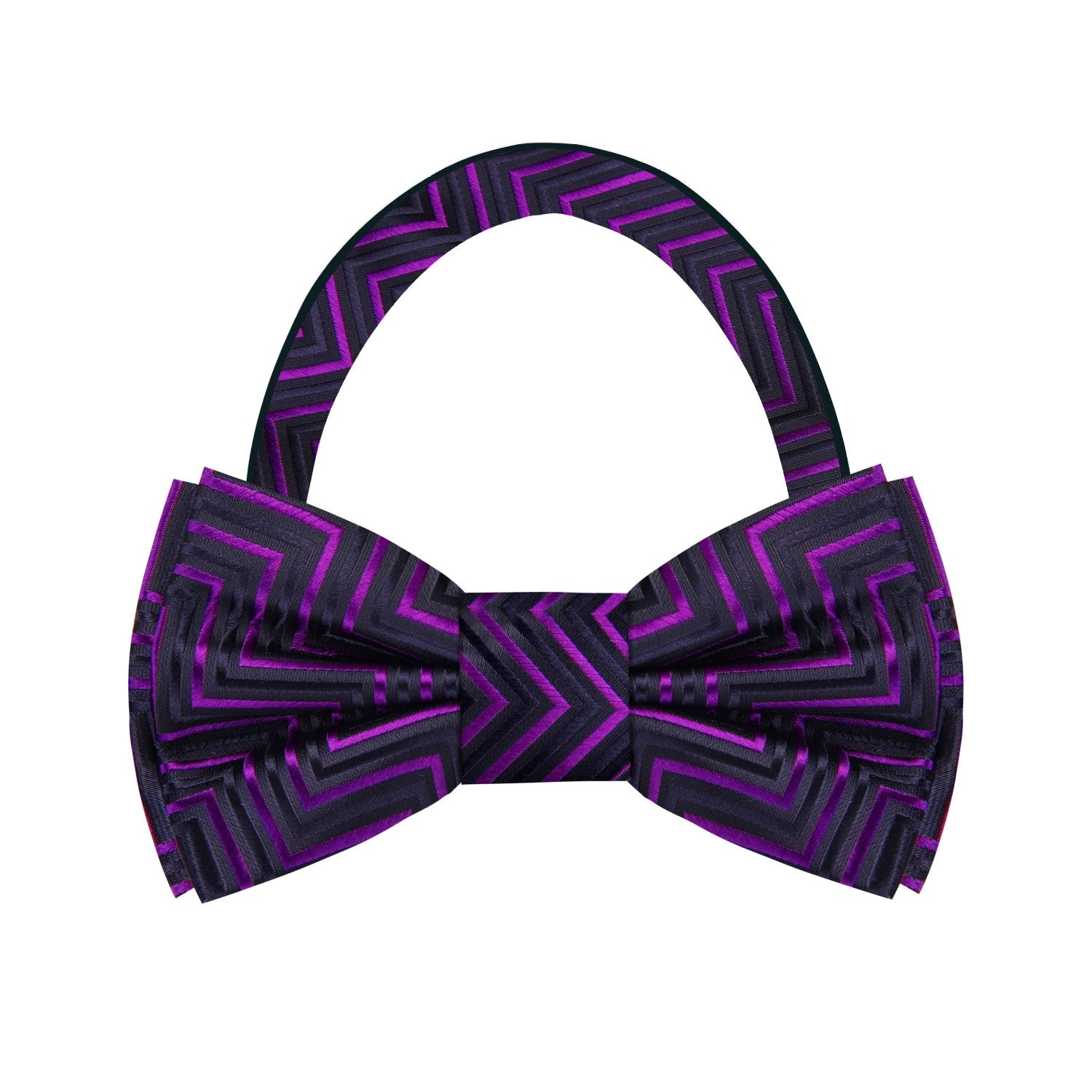 Pre Tied Black, Purple Geometric Bow Tie