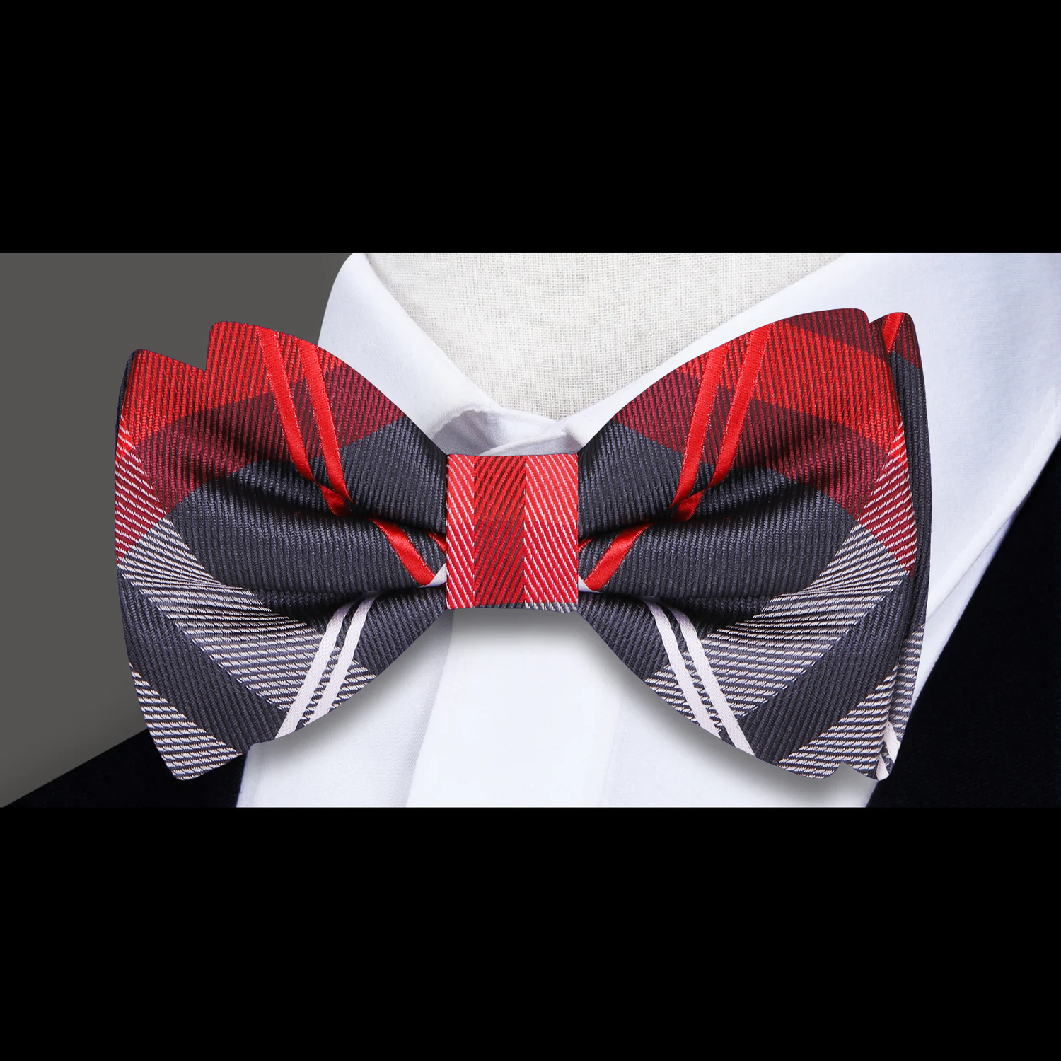 Black and Red Accomplished Plaid Bow Tie