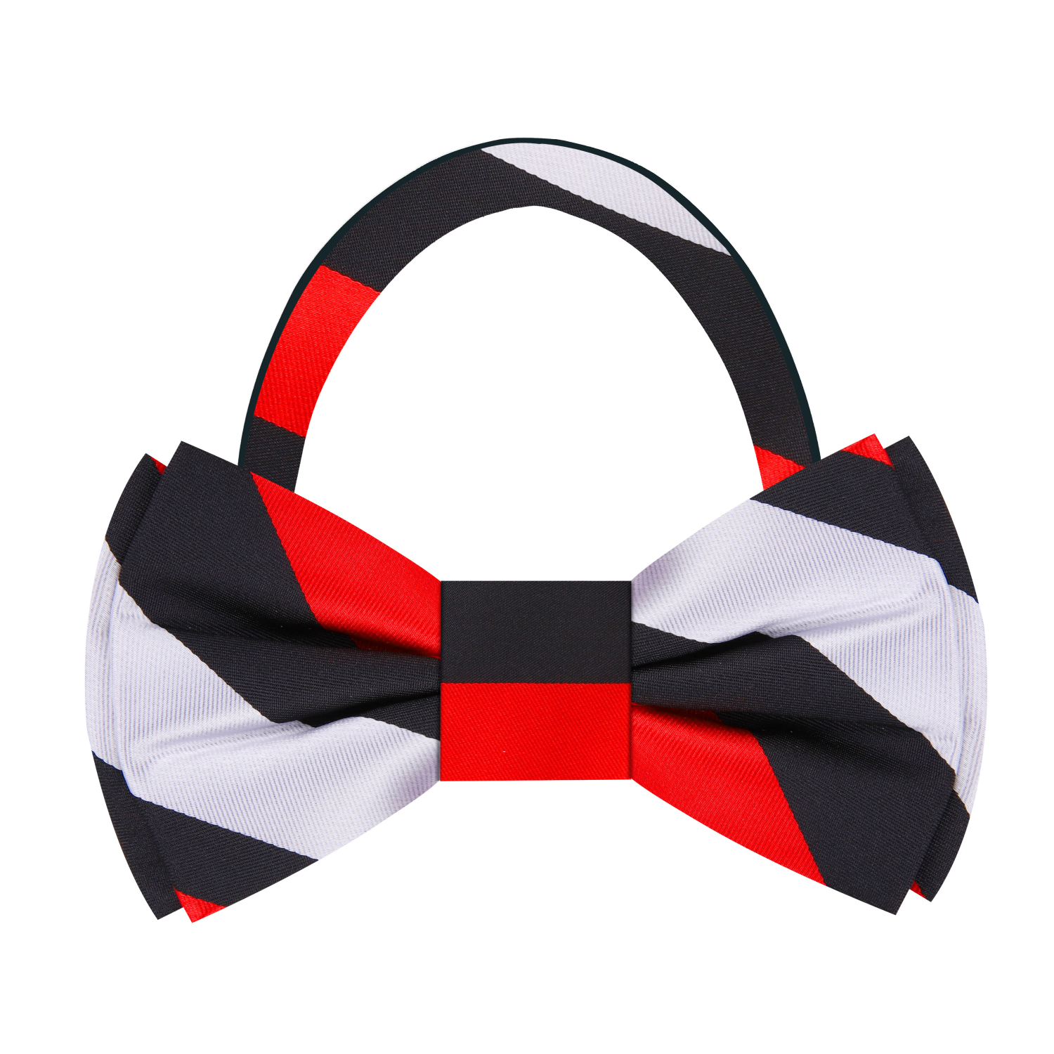 Black Red Light Silver Block Stripe Pre Tie Bow Tie