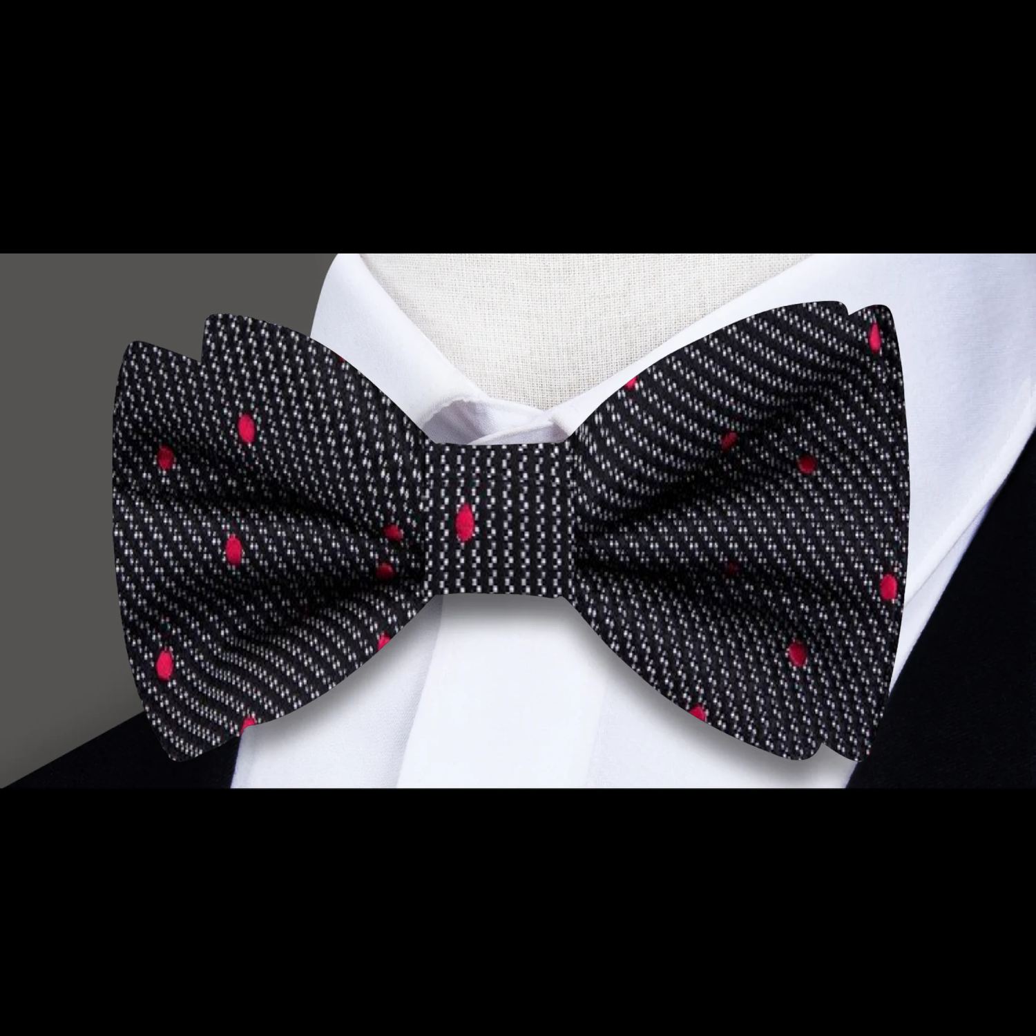 Black, Red Polka Bow Tie