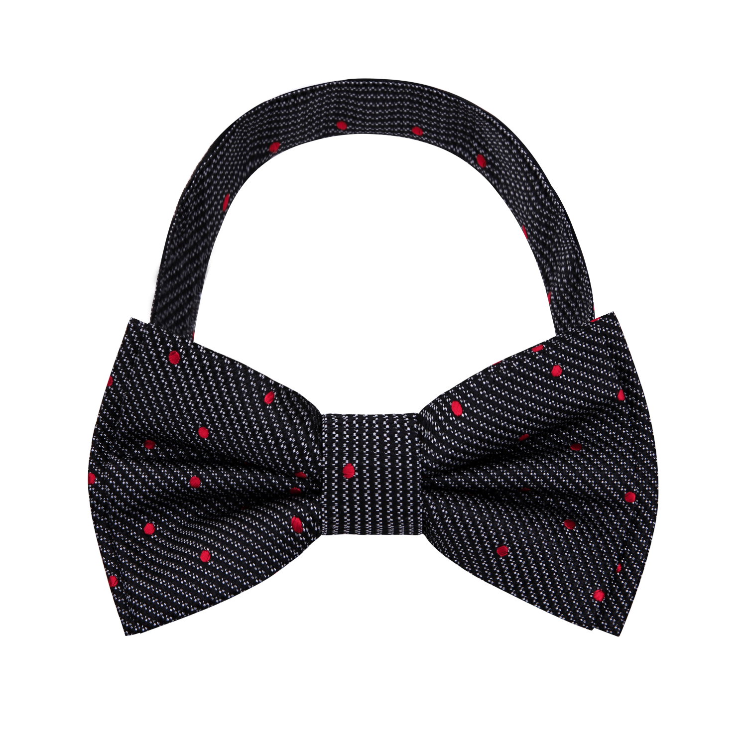 Black, Red Polka Bow Tie Pre Tied